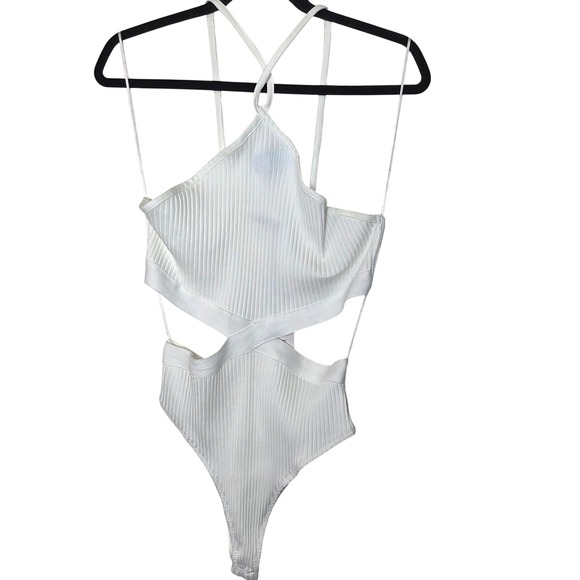 Zara Other - NWT Zara‎ Ribbed Cutout Bodysuit Womens Large Halter Strappy Y2K Festival